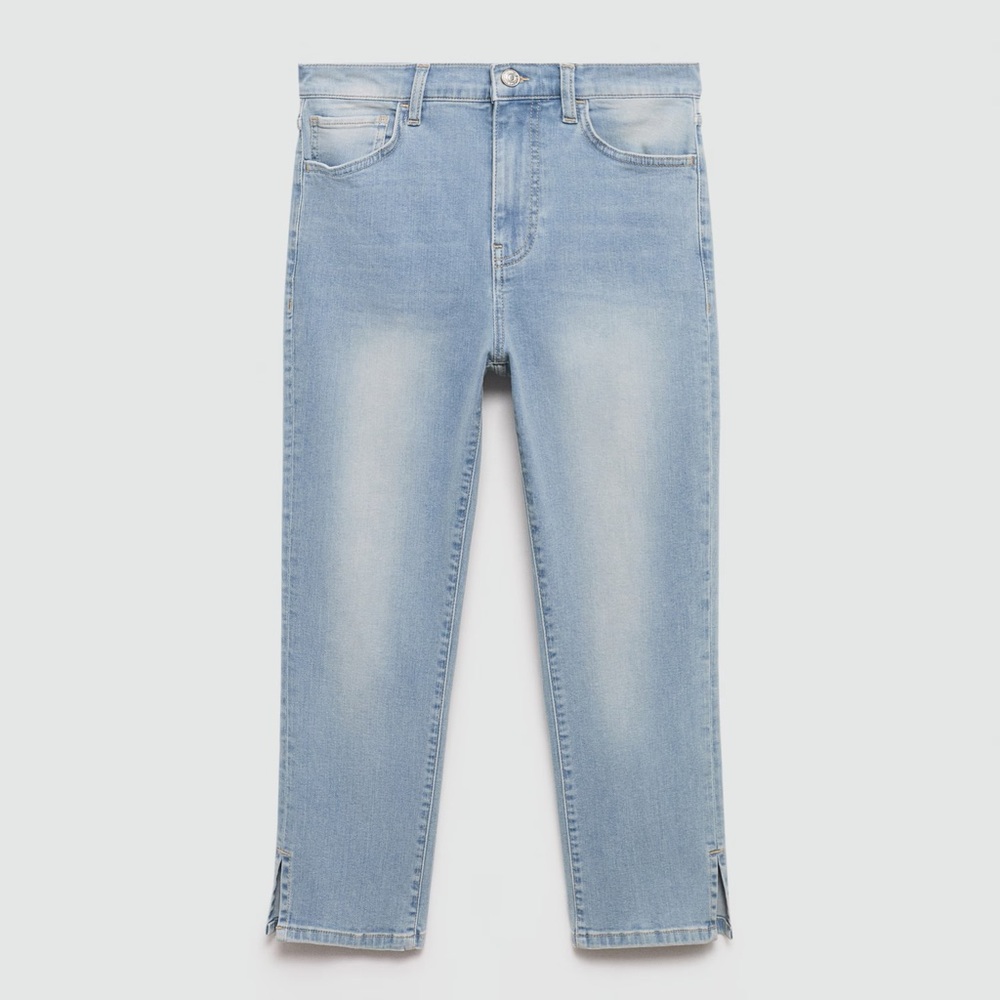 Mango Light Blue side opening capri jeans NWT - Picture 2 of 6